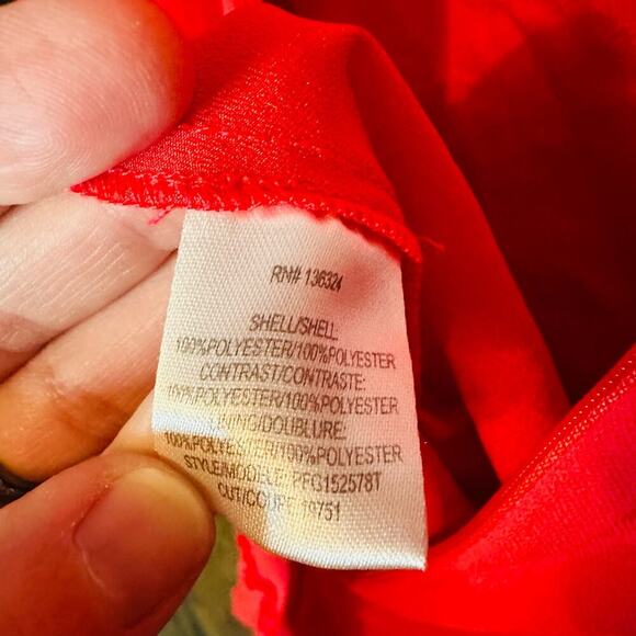 HALSTON HERITAGE Women's Plisse Georgette Popover Ruffle Midi Dress Size Small - Picture 12 of 13